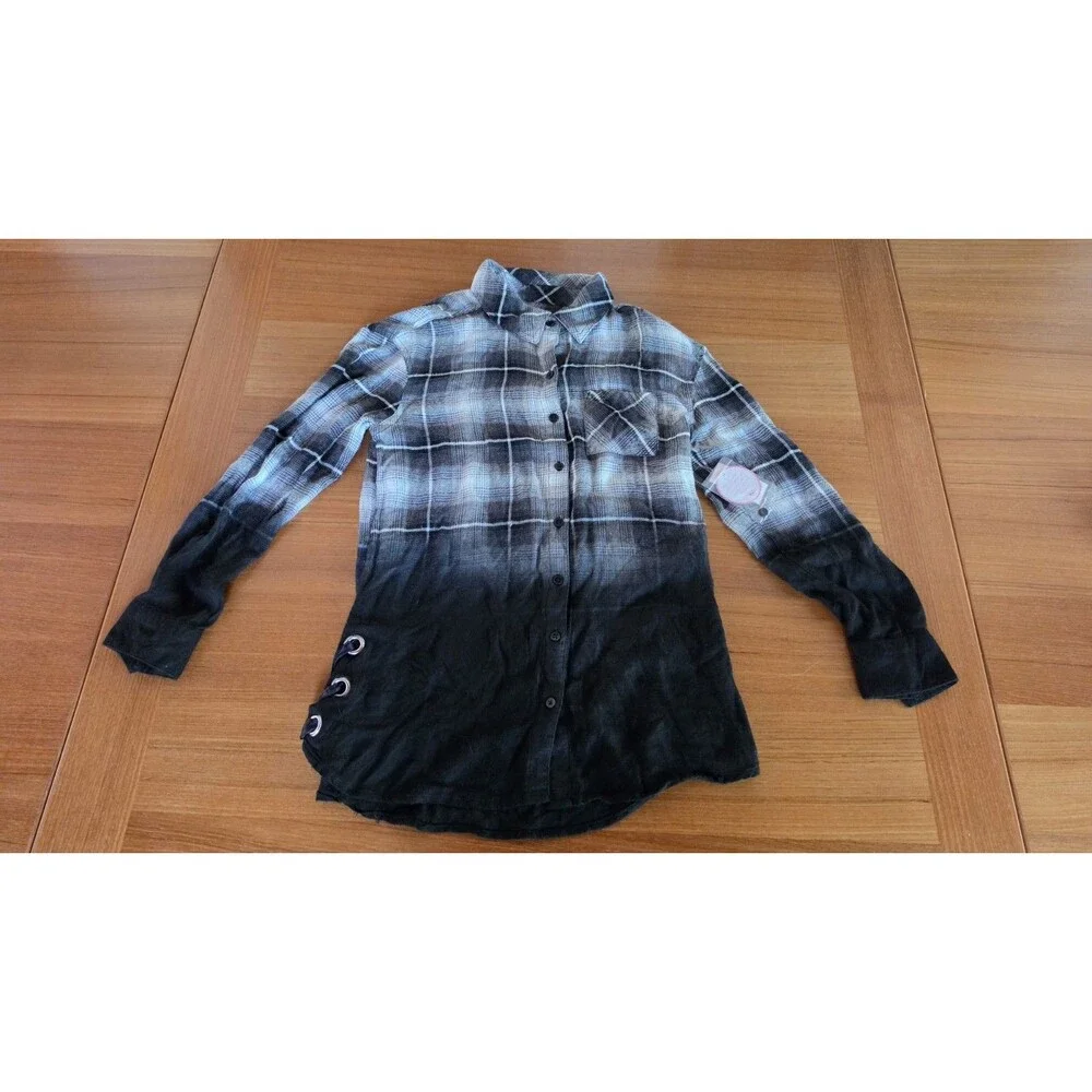 Justice Girl's Long Sleeve Black And White Top Size 12 New With Tags READ
